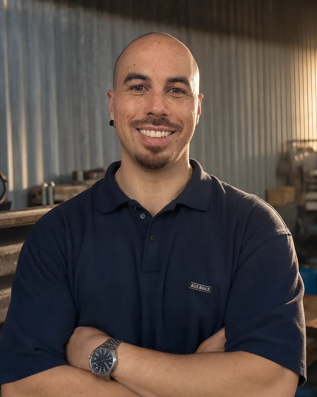 Caydin, founder of Freetide, in his Melbourne workshop