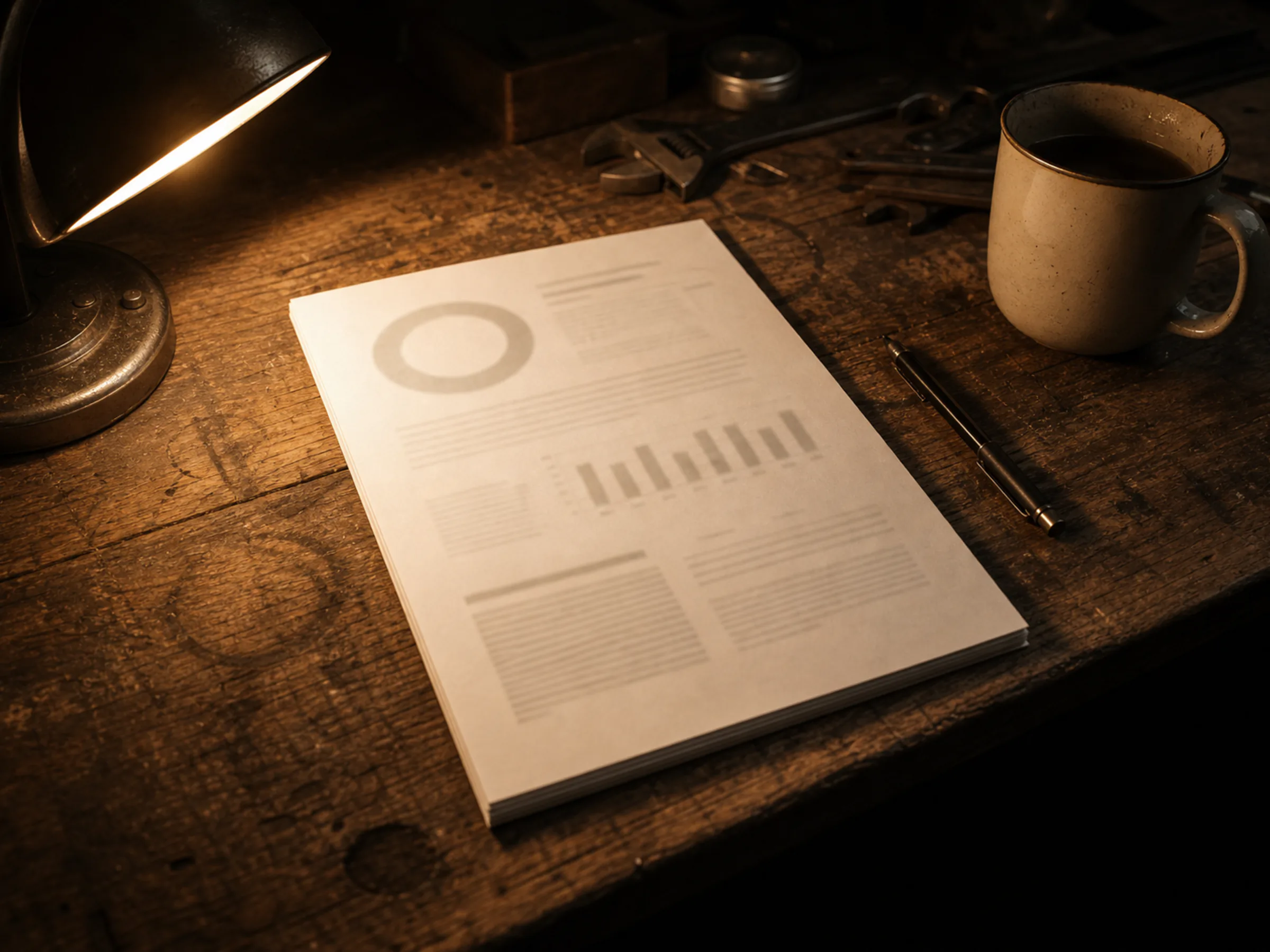 A Freetide leak report reviewed on a workshop bench