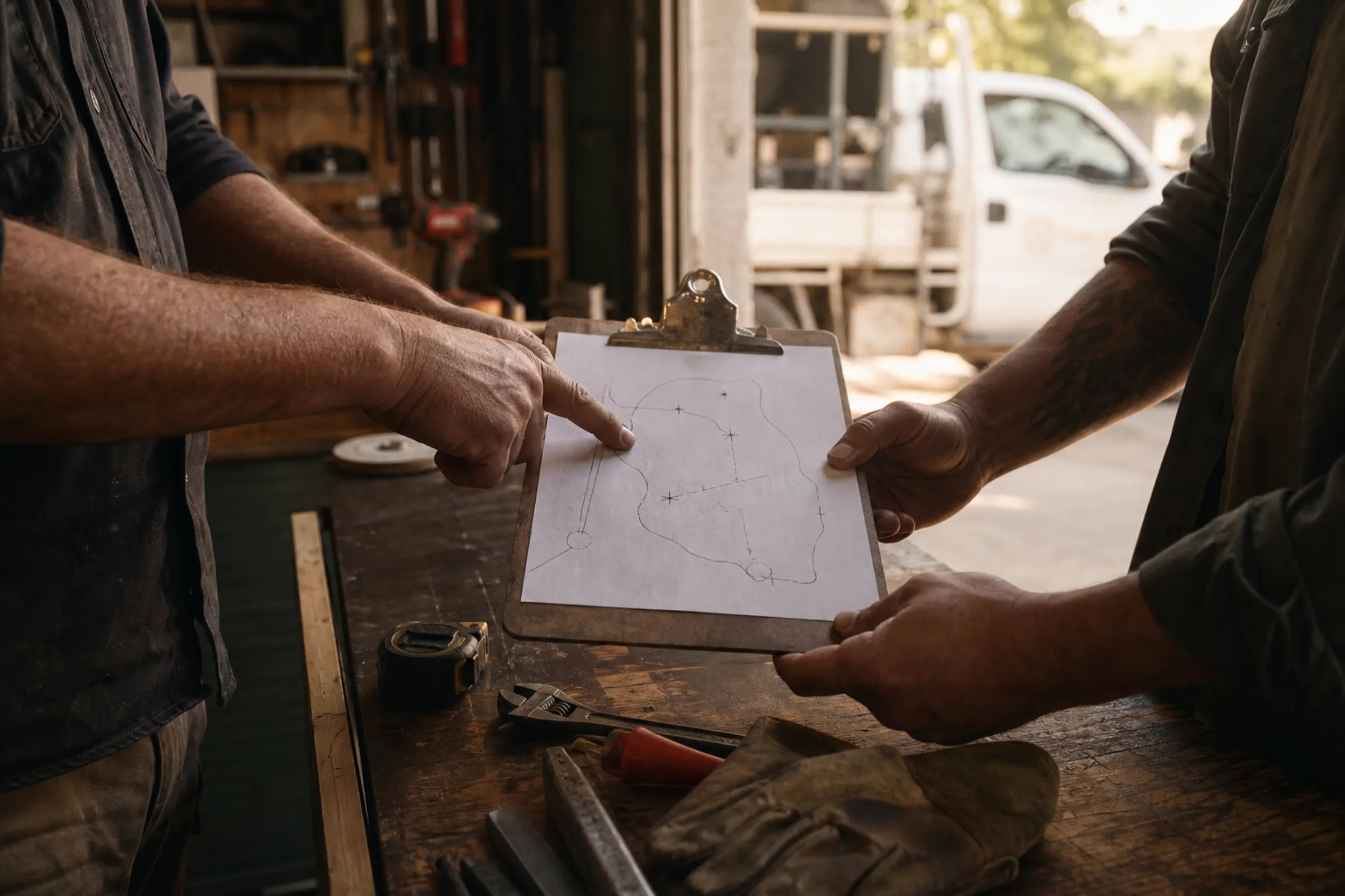 A trade business owner reviewing their service area with Freetide